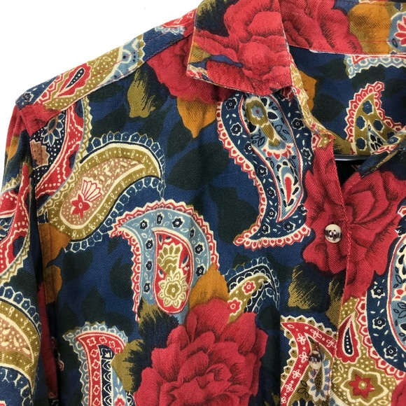 Vintage Paisley Floral Single Stitch Button Down Sz S - Picture 4 of 10